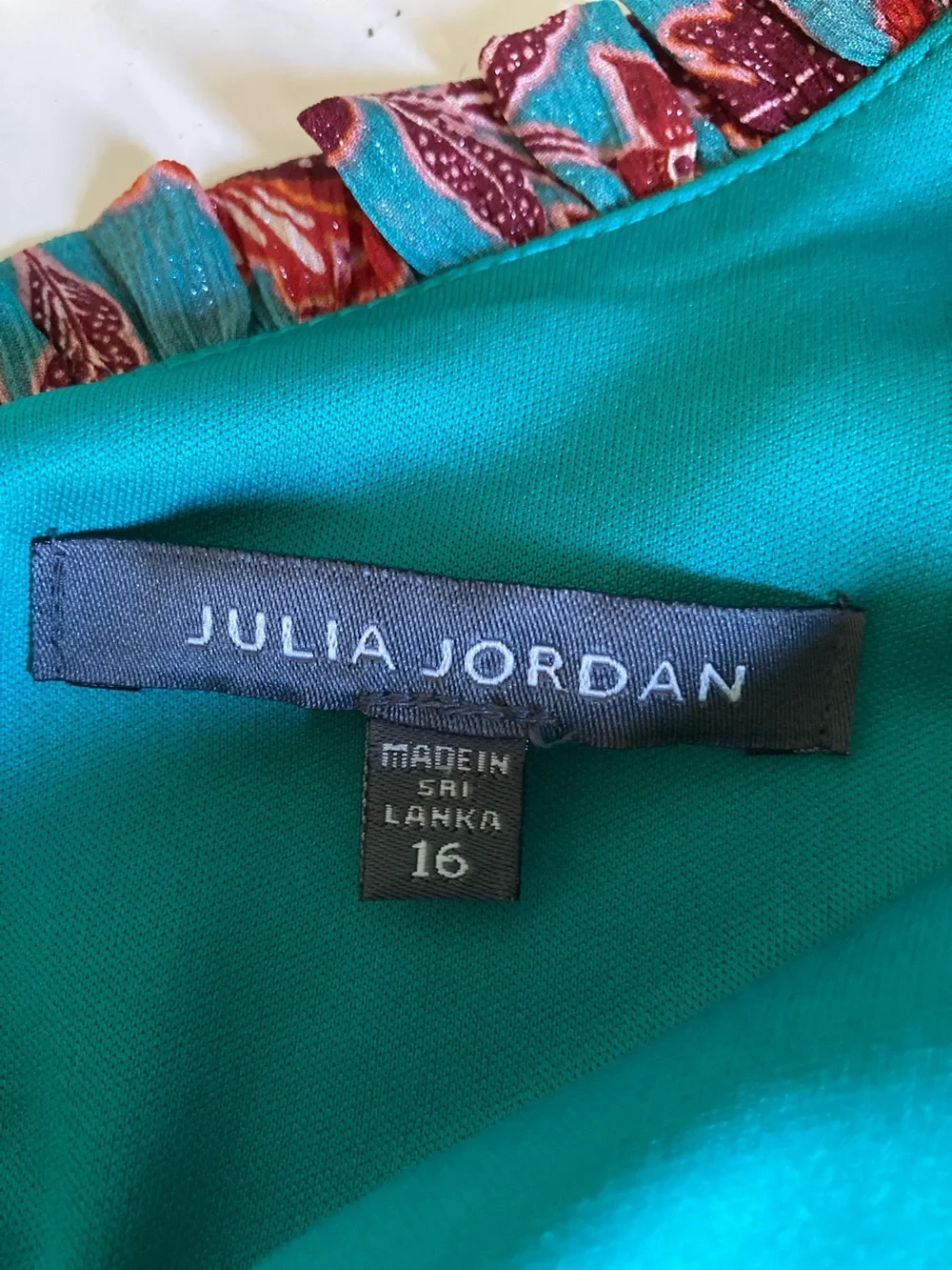 Julia Jordan NWT Dress Size 16 Teal Orange Autumn Floral Midi Lined